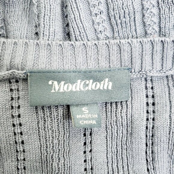 ModCloth Ribbed Striped Sweater Women's Size‎ S Slate Blue Lightweight - Picture 6 of 7